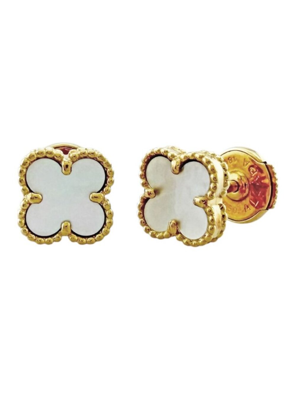 Van Cleef & Arpels Sweet Alhambra Earrings 18k Yellow Gold Mother of Pearl
